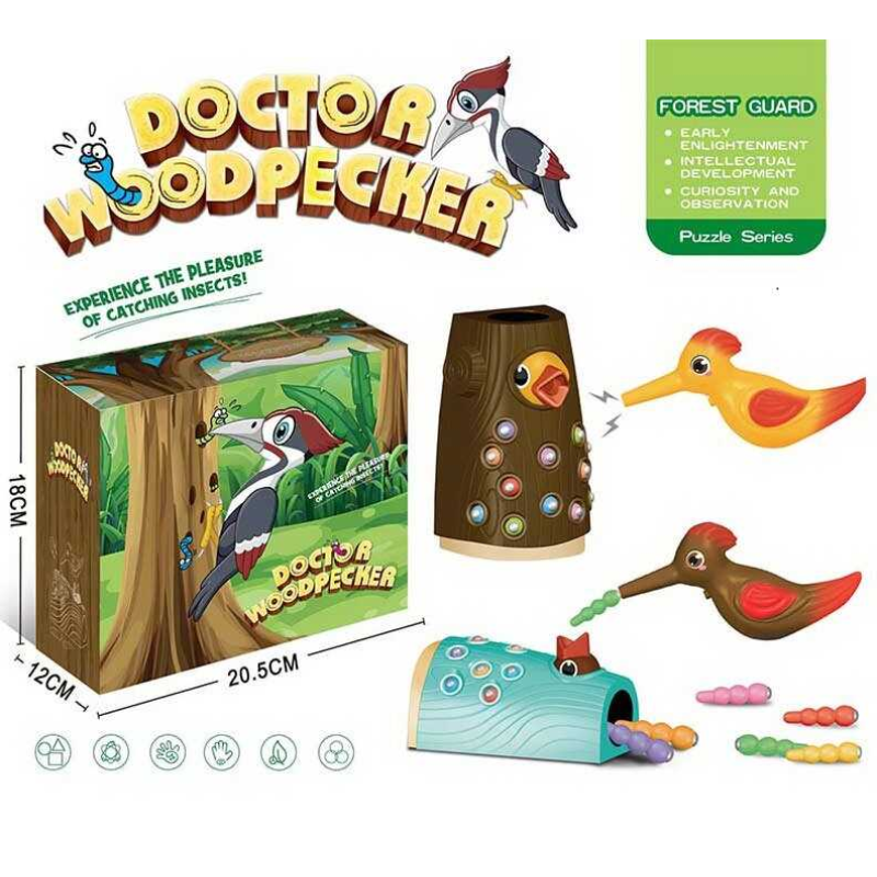 Магнітна гра ME-049 (48/2) пташка з магнітним дзьобом, хробаки, в коробці