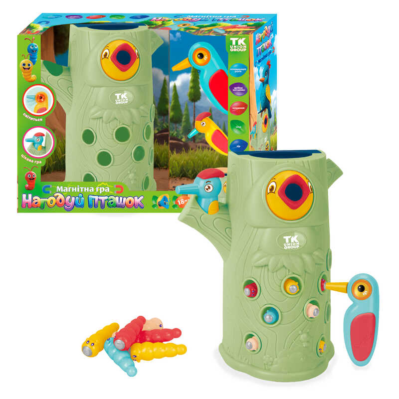 Магнітна гра “Нагодуй Пташок” 75583 (12) “TK Group“, звук, підсвічування, мелодія, 2 пташки, 9 черв’ячків, в коробці