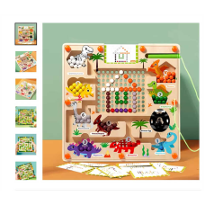 Магнітна дошка C 73279 (40) “Динозаври“, дерев“яна, магнітний стилус, картки, сортер, в коробці