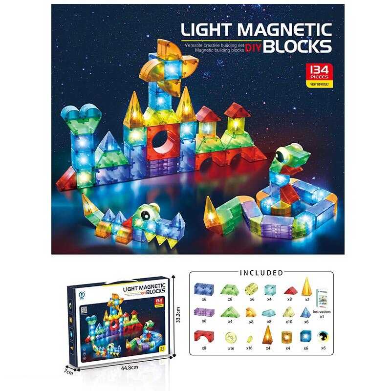 Магнітний конструктор 2206 (10) 134 деталі, підсвічування, в коробці