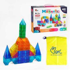 Магнітний конструктор 3302 (12) 42 елементи, геометричні фігури, книжка із завданнями, в коробці