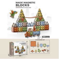 Магнітний конструктор 9904 (10) 100 деталей, платформи з колесами, інструкція, в коробці