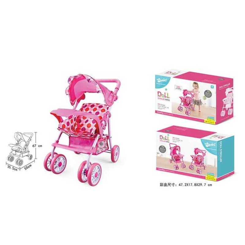 Візок для ляльок SO 6911 B (12) складна конструкція, кошик, металевий каркас, подвійні колеса, в коробці