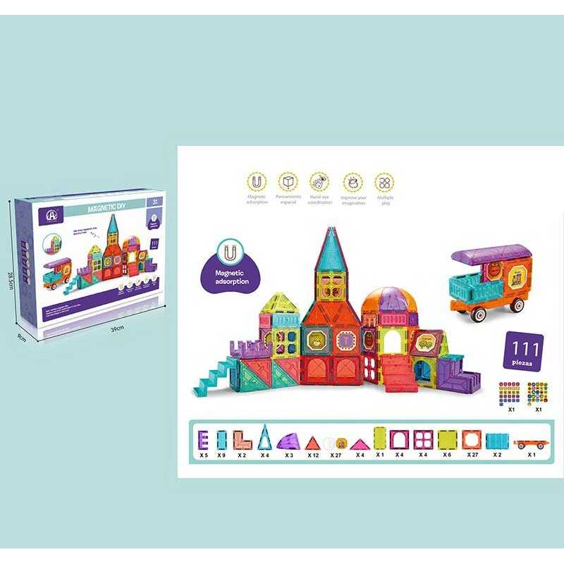 Магнітний конструктор CH 1013 (8) “Замок”, 111 деталей, в коробці