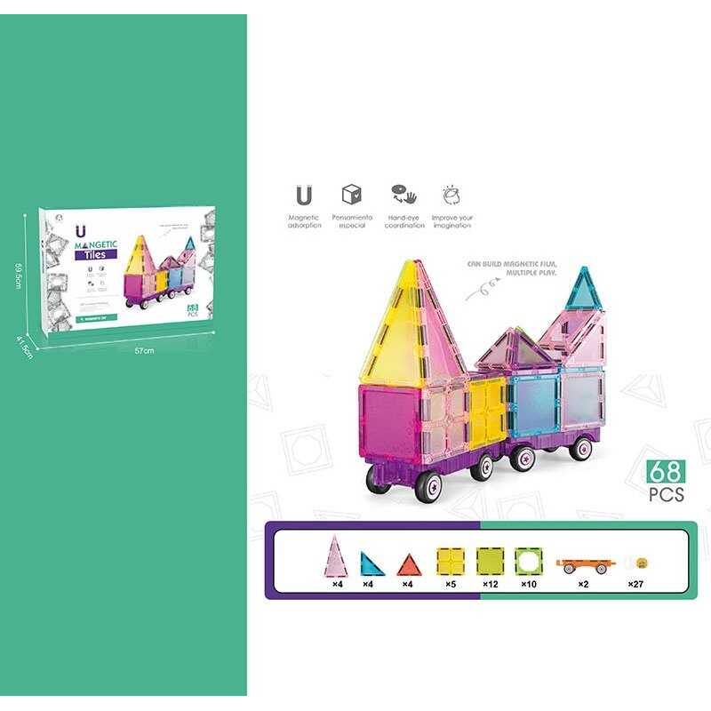 Магнітний конструктор CH 1055 (12) “Будинок на колесах”, 68 деталей, в коробці