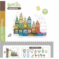 Магнітний конструктор CH 1209 (12) “Парк динозаврів”, 101 деталь, 4 фігурки динозаврів, в коробці