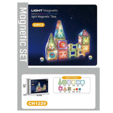 Магнітний конструктор CH 1229 (12) 82 деталі,  підсвічування, наліпки, в коробці