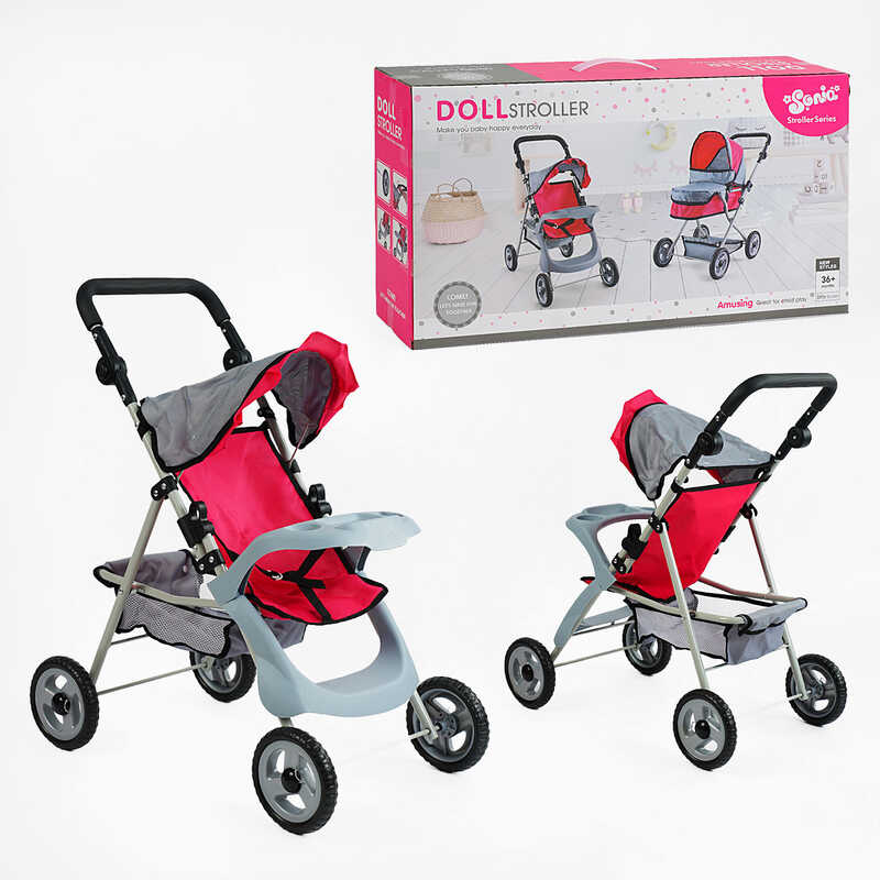 Візок для ляльок SO 6916-7 (6) металева основа, додатковий кошик, складний каптур, в коробці