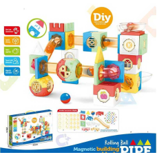 Магнітний конструктор F 0076 (36/2) 79 елементів, кульки, тунелі, наліпки, в коробці