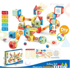 Магнітний конструктор F 0182 (18/2) 199 елементів, кульки, тунелі, наліпки, в коробці