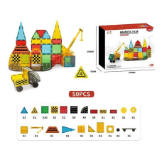 Магнітний конструктор X 2106 (12) “Будівельний майданчик”, 50 деталей, машинка, в коробці