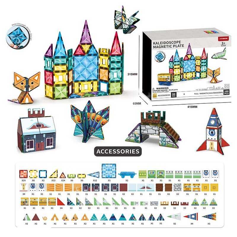 Магнітний конструктор X 5306 (6) “Школа”, 99 деталей, інструкція, наліпки, в коробці