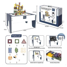 Магнітний конструктор XC-B 13 (4) 30 деталей, тунелі, кулька, дерев’яний стіл 55х37х23 см, двостороння дошка для малювання, маркери, в коробці