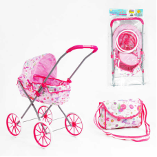 Візок для ляльок TK 26-902 (24/2) “TK Group“ складна конструкція, пупс до 45 см, сумочка, у пакеті