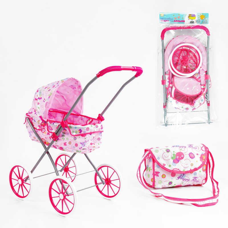 Візок для ляльок TK 26-902 (24/2) “TK Group“ складна конструкція, пупс до 45 см, сумочка, у пакеті