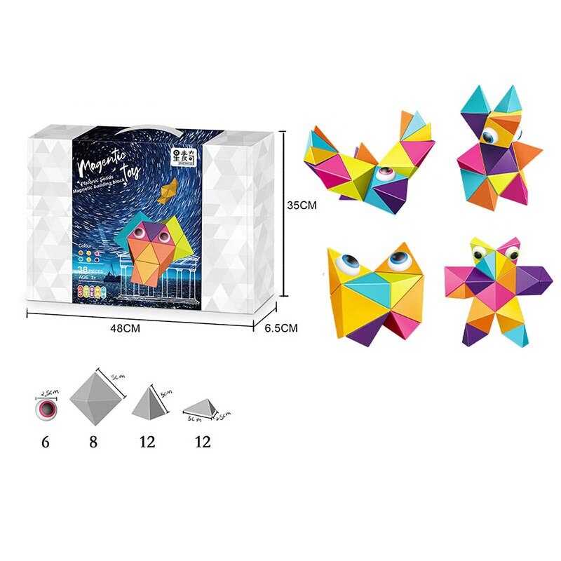 Магнітний конструктор XC-D 6 (24/4) 38 деталей, аксесуари, інструкція, в коробці