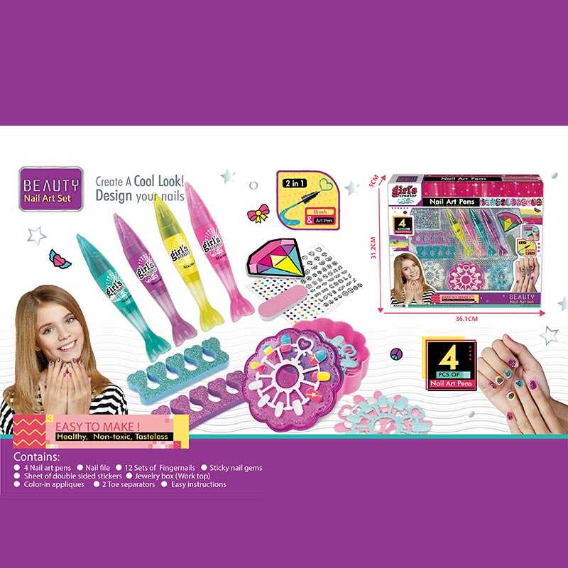 Манікюрний набір MBK 397 (36/2) накладні нігті, лаки, пилочки, розділювачі для пальців, слайдери, наліпки, шкатулка, в коробці