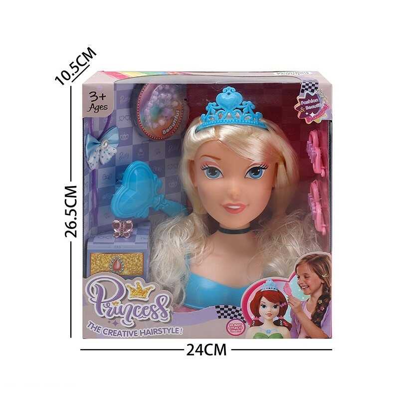 Манекен для зачісок LK 1712 A (48/2) аксесуари, гребінець, корона, в коробці