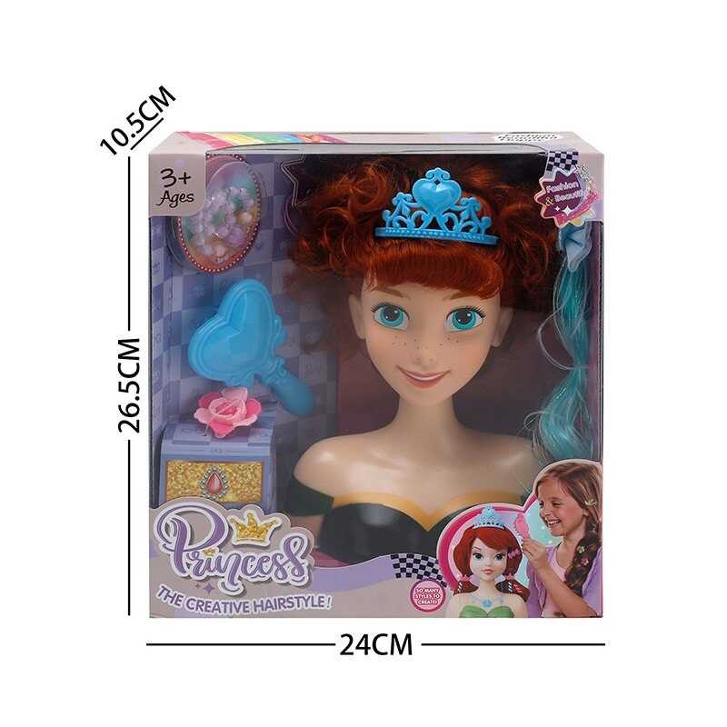 Манекен для зачісок LK 1712 B (48/2) аксесуари, гребінець, корона, пасмо, в коробці Манекен для зачісок LK 1712 B (48/2) аксесуари, гребінець, корона, пасмо, в коробці