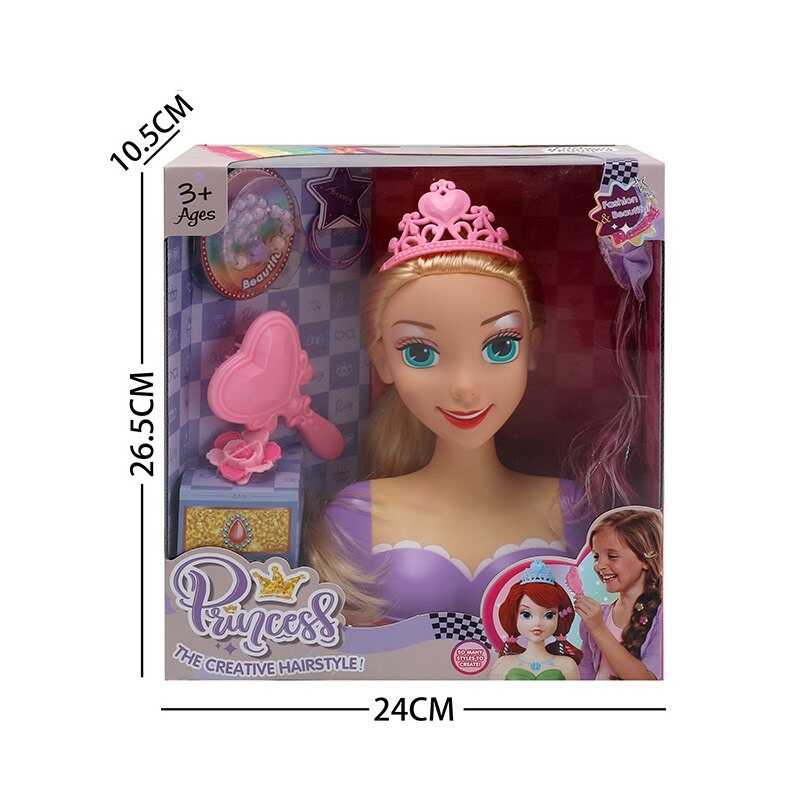 Манекен для зачісок LK 1712 C (48/2) аксесуари, гребінець, корона, пасмо, в коробці Манекен для зачісок LK 1712 C (48/2) аксесуари, гребінець, корона, пасмо, в коробці