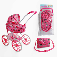 Візок для ляльок ТК 21-374 (24/2) “TK Group“, складна конструкція, пупс до 45 см, сумочка, кошик, металевий каркас, в пакеті