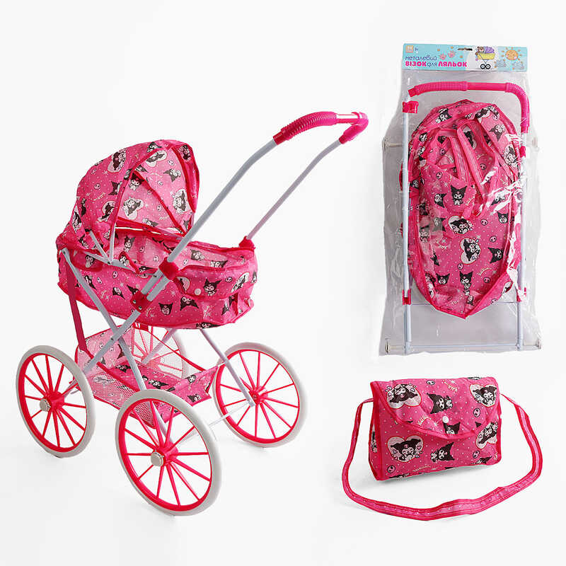 Візок для ляльок ТК 21-374 (24/2) “TK Group“, складна конструкція, пупс до 45 см, сумочка, кошик, металевий каркас, в пакеті