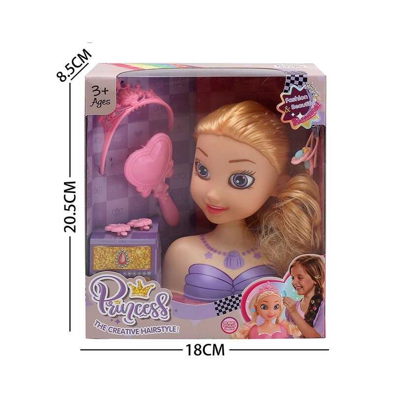 Манекен для зачісок LK 1714 A (96/2) аксесуари, гребінець, корона, в коробці