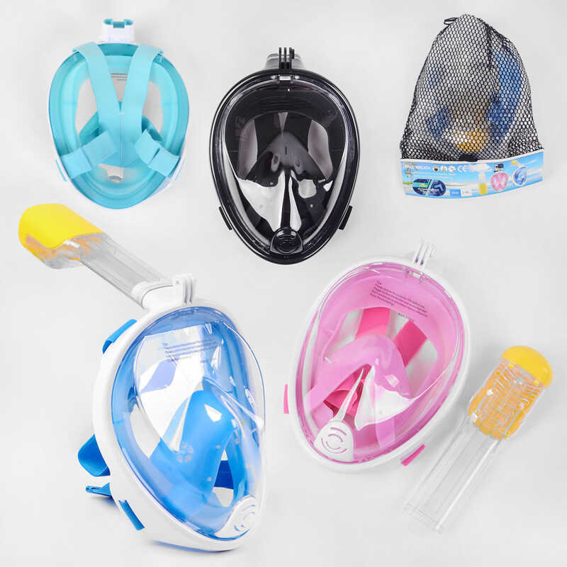 Маска C 40166-55 L (20) “TK Sport“, 4 кольори, повнолицева, беруші для плавання, в сумці