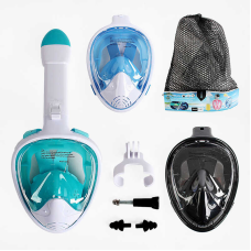 Маска C 40168-310 M (20) ВИДАЄТЬСЯ ТІЛЬКИ МІКС ВИДІВ, 3 кольори, повнолицева, беруші для плавання, в сумці