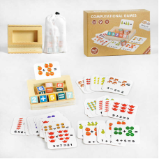 Математична гра C 60437 (40) картки з прикладами, кубики, підставка, в коробці