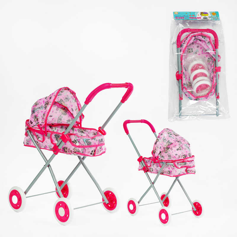 Візок для ляльок ТК 80-758 (24/2) “TK Group“, складна конструкція, пупс до 35 см, в пакеті