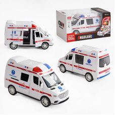 Машина 62925 (48) мелодія, підсвічування, колесо вільного ходу, гумові шини, відкриваються двері, в коробці