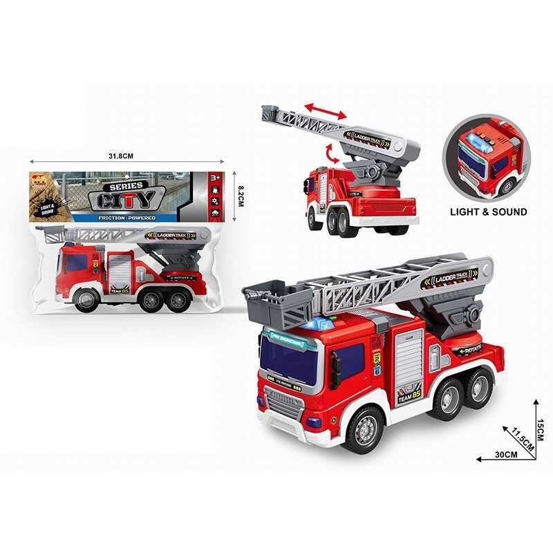 Машина 66-3 D (36) “Пожежна машина”, звуки, підсвічування, інерція, гумові колеса, рухливі елементи, в пакеті
