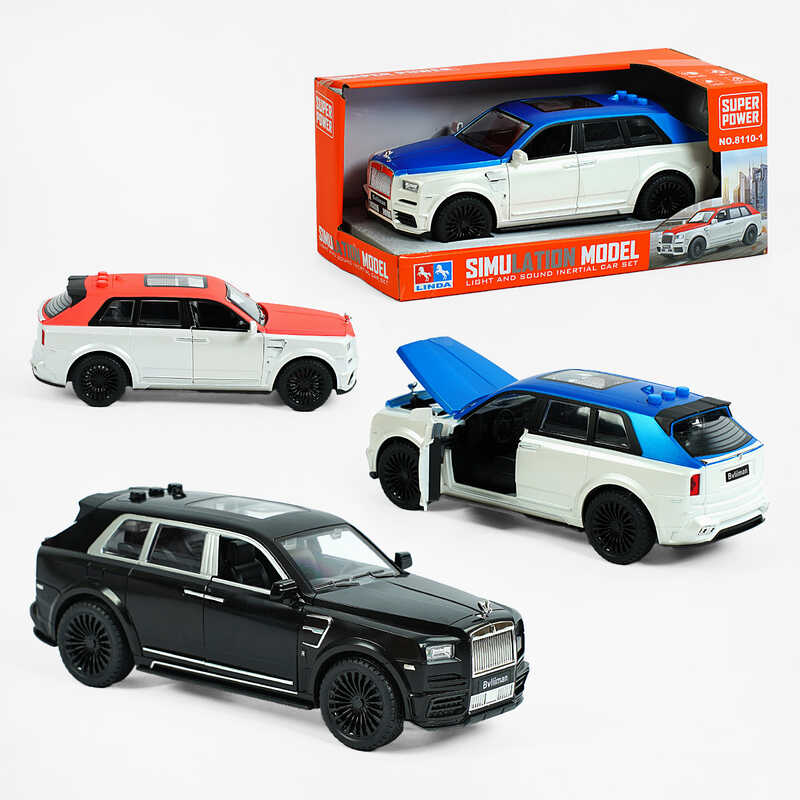 Машина 8110-1 (36/2) 3 види, підсвічування, звукові ефекти, інерція, відчиняються двері та капот, в коробці, ВИДАЄТЬСЯ ТІЛЬКИ МІКС ВИДІВ