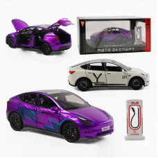 Машина EL 81244 (24) “Авто Експерт“, 2 кольори, електромобіль, зарядна станція, металопластик, масштаб 1:24, звук, світло, інерція, відкриваються двері, в коробці