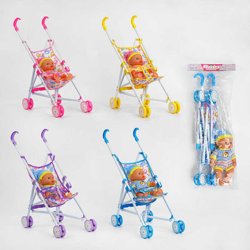 Візок з пупсом L - 8037 B1 (36/2) 4 види, висота пупса 28 см, у пакеті, ВИДАЄТЬСЯ ТІЛЬКИ МІКС ВИДІВ