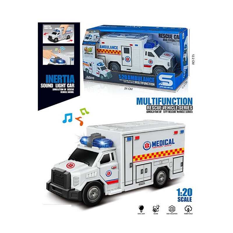 Машина JS 165 (72/2) “Швидка допомога”, звук, підсвітка, масштаб 1:20, гумові колеса, інерція, в коробці