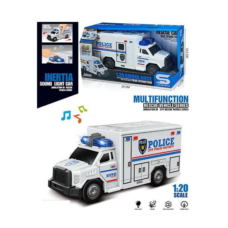 Машина JS 165 A (72/2) “Поліцейський фургон”, звук, підсвітка, масштаб 1:20, гумові колеса, інерція, в коробці