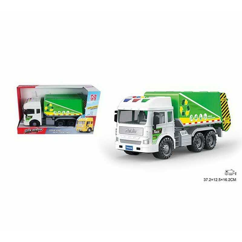 Машина RJ 6671-5 (24/2) сміттєвоз, масштаб - 1:14, підсвічування, звукові ефекти, інерція, гумові шини, рухомий сміттєвий бак,  в коробці