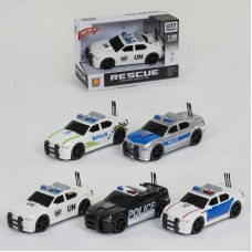 Машина WY 500 A/B/C/D/E (48) 5 видів, інерція, відкривається багажник, світло маячків, звук, в коробці, ВИДАЄТЬСЯ ТІЛЬКИ МІКС ВИДІВ