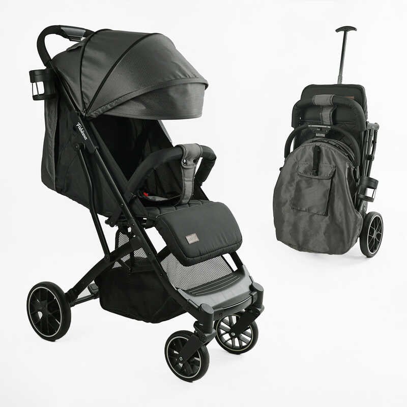 Візок прогулянковий дитячий “JOY“ Fabiana FB-76619 (1) колір ТЕМНО-СІРИЙ, рама сталева, футкавер, підсклянник, телескопічна ручка