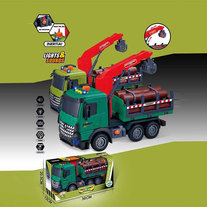 Машина музична 687-60 A (24/2) 2 кольори, “Вантажівка“, підсвічування, звукові ефекти, інерція, рухомі деталі, муляжі вантажу, в коробці