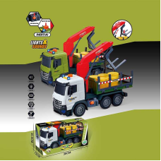 Машина музична 687-60 B (24/2) 2 кольори, “Вантажівка“, підсвічування, звукові ефекти, інерція, рухомі деталі, муляжі вантажу, в коробці, ВИДАЄТЬСЯ МІКС 