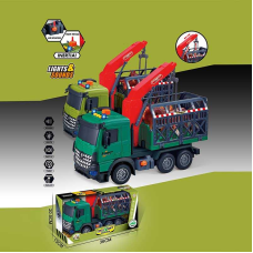Машина музична 687-61 C (24/2) 2 кольори, “Вантажівка“, підсвічування, звукові ефекти, інерція, рухомі деталі, фігурки тварин, в коробці, ВИДАЄТЬСЯ МІКС 