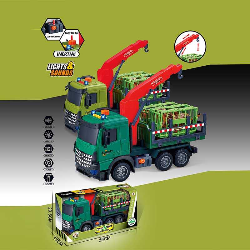 Машина музична 687-62 A (24/2) 2 кольори, “Вантажівка“, підсвічування, звукові ефекти, інерція, рухомі деталі, фігурки тварин, в коробці, ВИДАЄТЬСЯ МІКС 