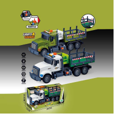 Машина музична 687-62 C (24/2) 2 кольори, “Вантажівка“, підсвічування, звукові ефекти, механічне підіймання кузова, інерція, в коробці, ВИДАЄТЬСЯ МІКС ВИДІВ