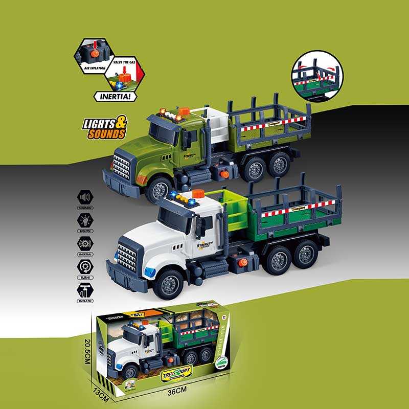 Машина музична 687-62 C (24/2) 2 кольори, “Вантажівка“, підсвічування, звукові ефекти, механічне підіймання кузова, інерція, в коробці, ВИДАЄТЬСЯ МІКС ВИДІВ