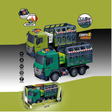 Машина музична 687-64 A (24/2) 2 кольори, “Вантажівка“, підсвічування, звукові ефекти, механічне підіймання кузова, інерція, в коробці, ВИДАЄТЬСЯ МІКС ВИДІВ