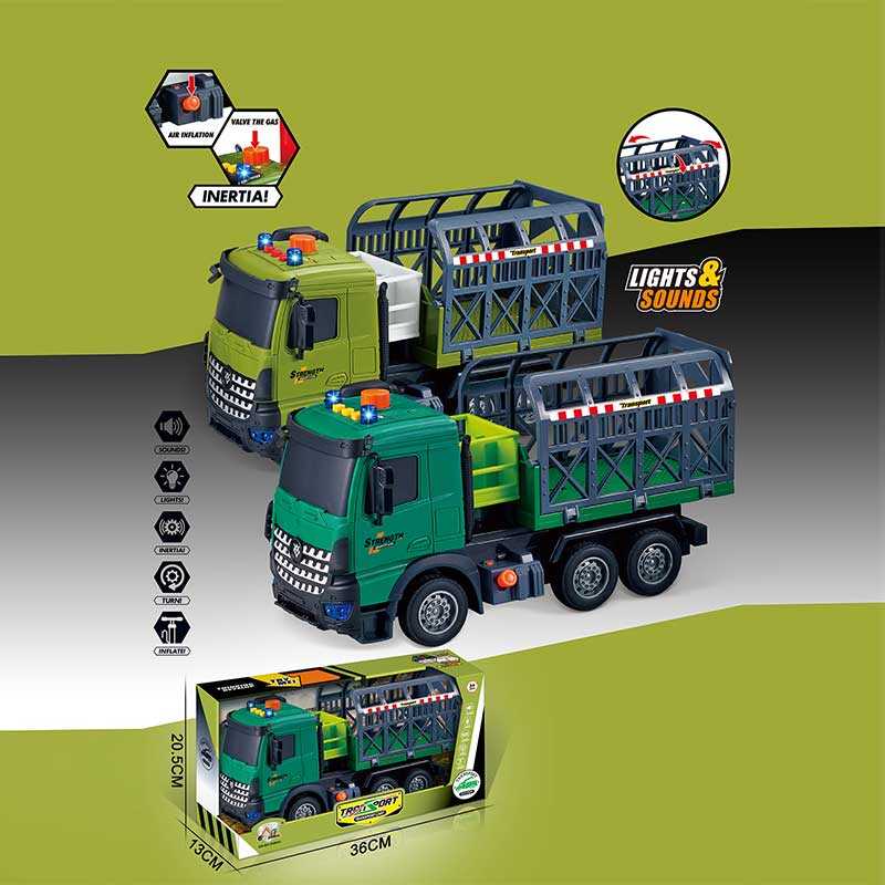Машина музична 687-64 A (24/2) 2 кольори, “Вантажівка“, підсвічування, звукові ефекти, механічне підіймання кузова, інерція, в коробці, ВИДАЄТЬСЯ МІКС ВИДІВ