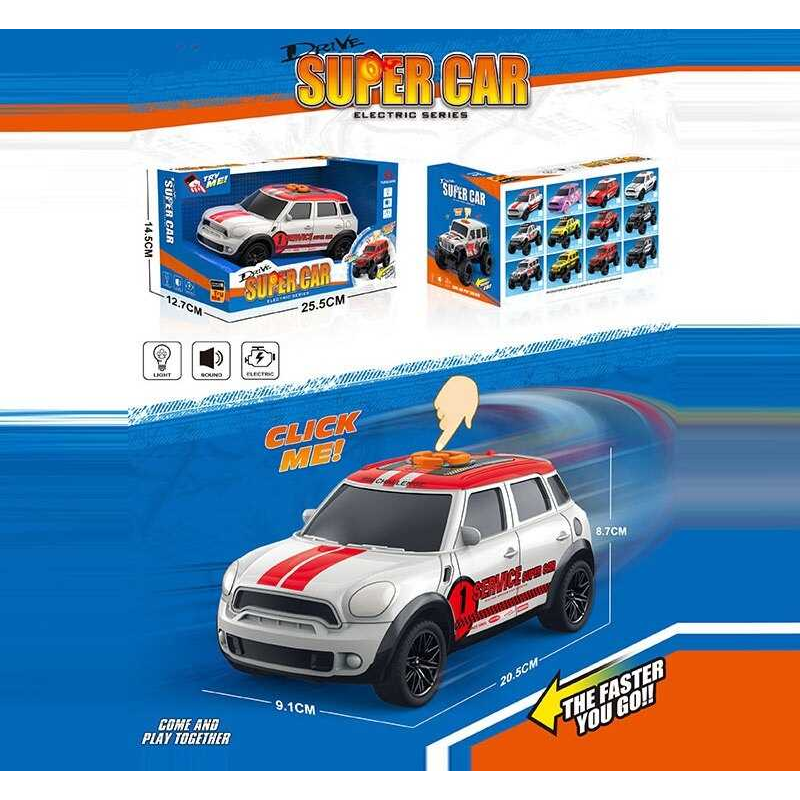 Машина музична E 25-1 (60/2) світло, звук, їздить вперед та назад, гумові колеса, масштаб 1:18, в коробці